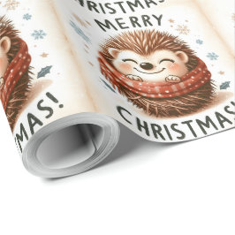 Papel De Presente Ouriço de Papais noeis de Natal