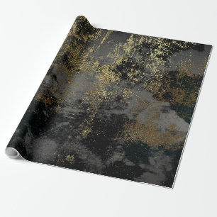 Papel De Presente Ouro afligido e Black-09