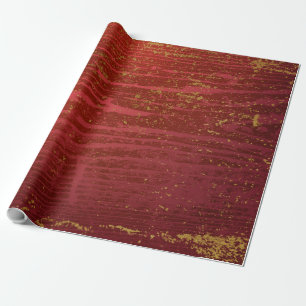 Papel De Presente Ouro afligido e vermelho 13