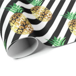 Papel De Presente Ouro branco de abacaxi fruta tropical