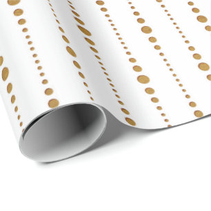 Papel De Presente Ouro Branco Delicar Pequenas Gotas Bolinhas
