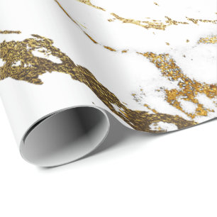Papel De Presente Ouro branco Traço Marble Shiny Glam Abstrato VIP