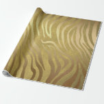 Papel De Presente Ouro Bronze Zebra Impressão Selva Safari Glama<br><div class="desc">papel de empacotamento personalizado</div>