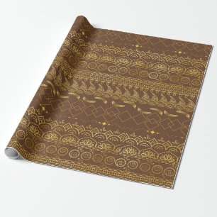 Papel De Presente Ouro Brown Mandala