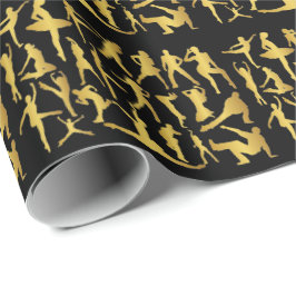 Papel De Presente Ouro Clássico de Dança de Salto de Ponta Preto