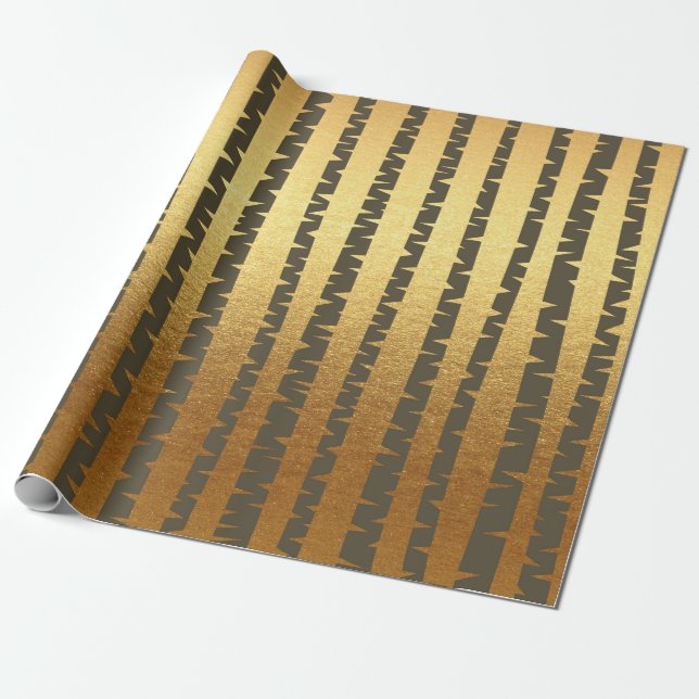 Papel De Presente Ouro de Birch-Tree Chocolate Castanho Vip Stripes (Desenrolado)