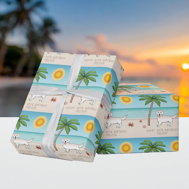 Papel De Presente Ouro De Creme Em Praia Tropical De Verão (Criador carregado)