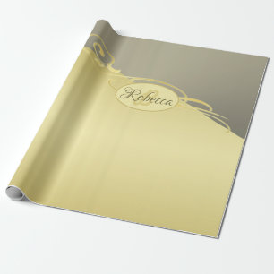 Papel De Presente Ouro de luxo decorativo em ouro e prata, monograma