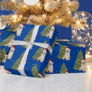 Papel De Presente Ouro De Natal Retriever Em Flocos De Neve