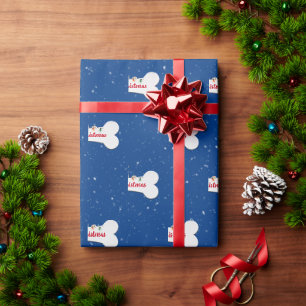 Papel De Presente Ouro de Natal - Retriever no Osso do Cão
