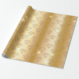 Papel De Presente Ouro Diamante Elegante Brilho Casamento Noivado