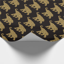 Papel De Presente Ouro Dourado & preto dos elefantes