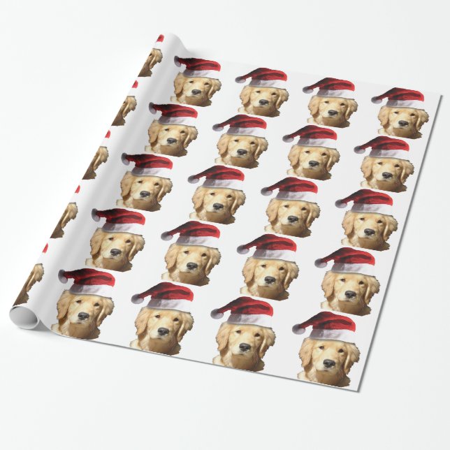 Papel De Presente Ouro em Santa Hat (Desenrolado)