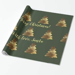 Papel De Presente Ouro Feliz Árvore de Natal com Velas Elegantes