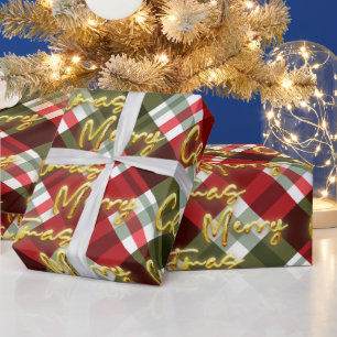 Papel De Presente Ouro Feliz Natal Feriado Simples Vermelho Strike