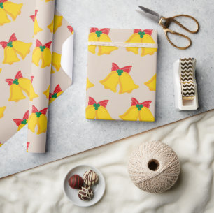 Papel De Presente Ouro Festivo Jingle Bell Presente no Natal sem cos