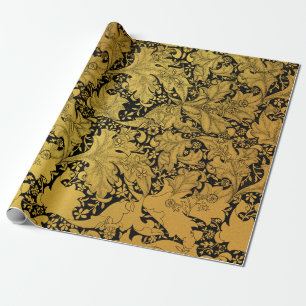 Papel De Presente Ouro Floral Padrão Oriental Fllower