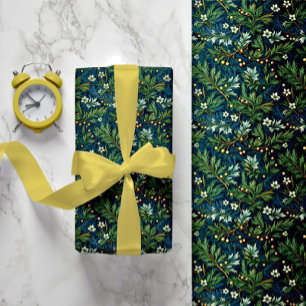Papel De Presente Ouro Holly e Folhagem de inverno