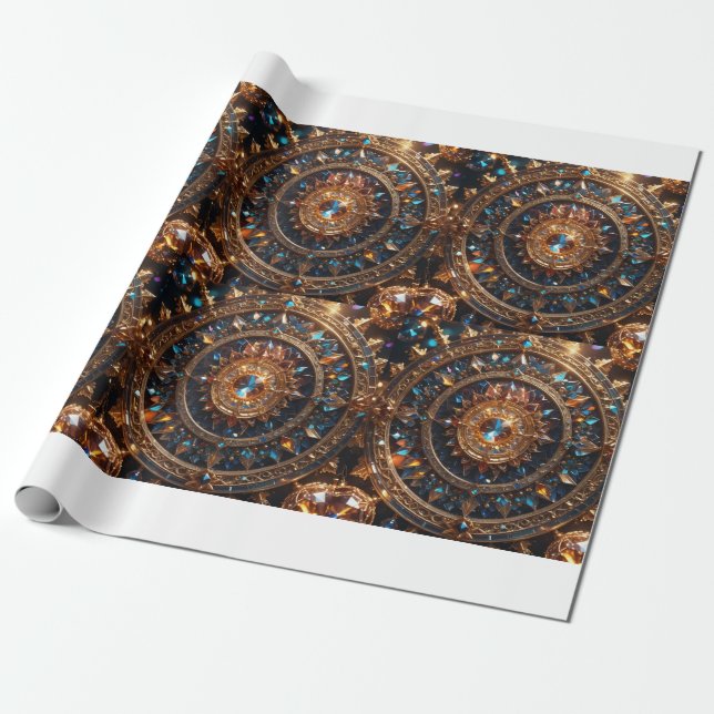 Papel De Presente Ouro Jewel Mandala Matte Wrapting Paper (Desenrolado)