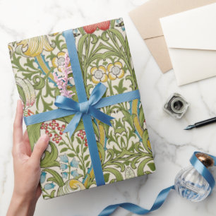 Papel De Presente Ouro Lily Floral William Morris Wrappaper