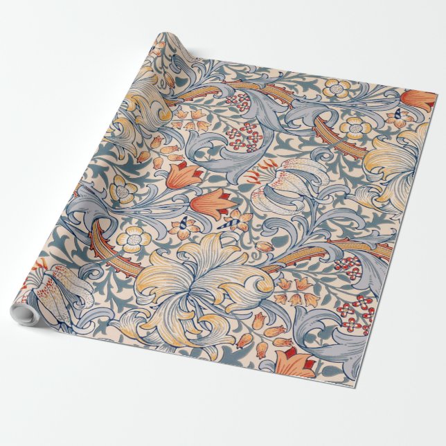 Papel De Presente Ouro Lily, William Morris (Desenrolado)