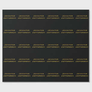 Papel De Presente Ouro Metálico e Preto Moderno Elegante Profissiona