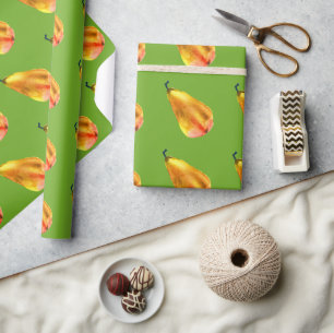 Papel De Presente Ouro Pear Fruta