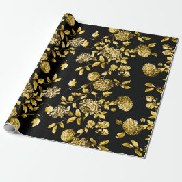 Papel De Presente Ouro preto 2 Toile floral