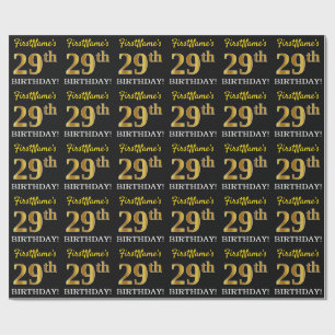 Papel De Presente Ouro preto, de imitação "29o ANIVERSÁRIO "