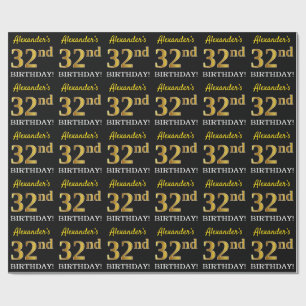 Papel De Presente Ouro preto, de imitação "3ò ANIVERSÁRIO "