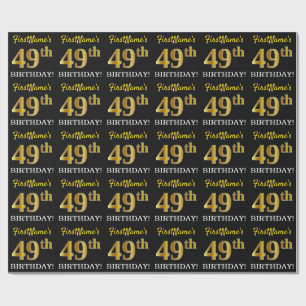 Papel De Presente Ouro preto, de imitação "49th ANIVERSÁRIO "