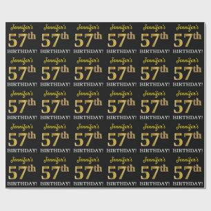 Papel De Presente Ouro preto, de imitação "57th ANIVERSÁRIO "