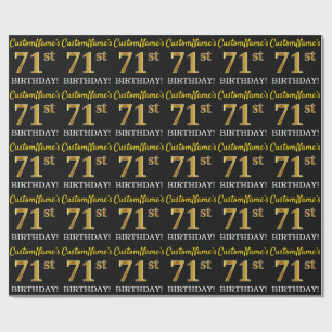 Papel De Presente Ouro preto, de imitação "71st ANIVERSÁRIO "
