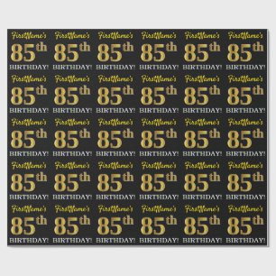 Papel De Presente Ouro preto, de imitação "85th ANIVERSÁRIO "