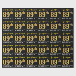 Papel De Presente Ouro preto, de imitação "89th ANIVERSÁRIO "