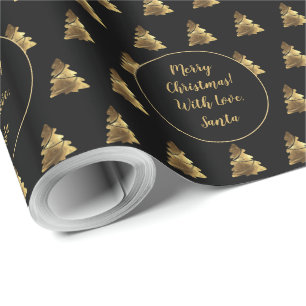 Papel De Presente Ouro preto elegante do teste padrão da árvore do