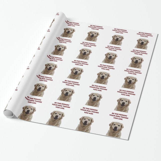Papel De Presente Ouro Retriever com citação agradável (Desenrolado)