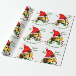 Papel De Presente Ouro Retriever Puppy Natal