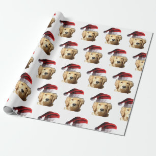 Papel De Presente Ouro Retriever Santa Claus