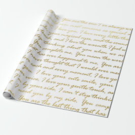 Papel De Presente Ouro Romântico Tipografia Moderna de Casamento Scr