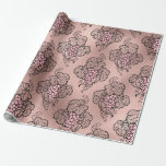 Papel De Presente Ouro Rosa e Blush tema Vinho Francês<br><div class="desc">Papel de embrulho padrão vinícola vintage de uva de Paris.</div>