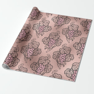 Papel De Presente Ouro Rosa e Vinho Francês Blush temático