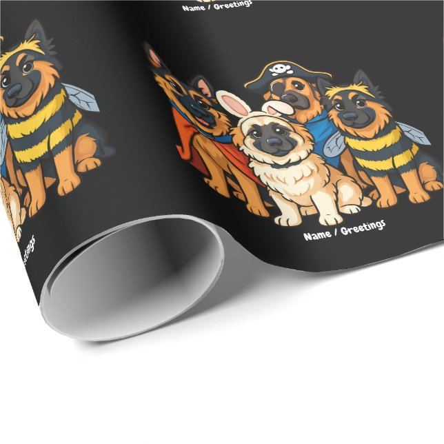 Papel De Presente Ouro Shepherd Ghost Dog Halloween Engraçado Spooky (Ponta do rolo)