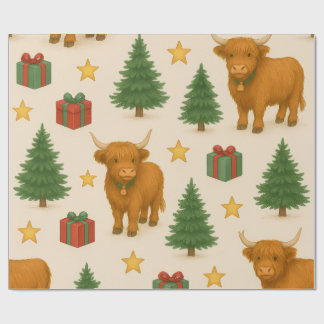 Papel De Presente Ouro Star Highland Noel