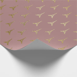 Papel De Presente Ouro Torre Eiffel Paris Mauve Lilac Blush Rosa