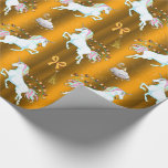 Papel De Presente Ouro Unicorn Natal<br><div class="desc">Um papel mágico de embrulho de unicórnio ouro para o Natal. A design tem um padrão de unicórnios lindos com estrelas douradas e sinos dourados ao redor de seus pescoços, caminhando sobre um fundo de ouro brilhante. Eles estão cercados por arcos ouros, árvores de Natal douradas e nuvens de unicórnios...</div>