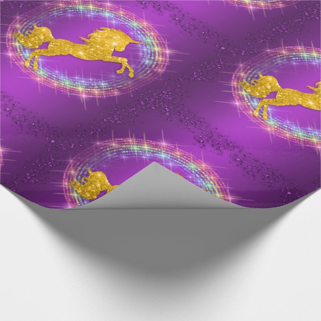 Papel De Presente Ouro Unicorn Rainbow Sparkles Purple (Ponta)