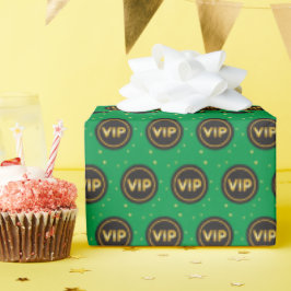 Papel De Presente Ouro VIP em círculo preto em verde