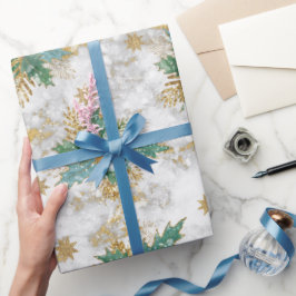 Papel De Presente Ouros brilham com bagas e folhas