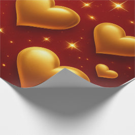 Papel De Presente Ouros em vermelho com estrelas